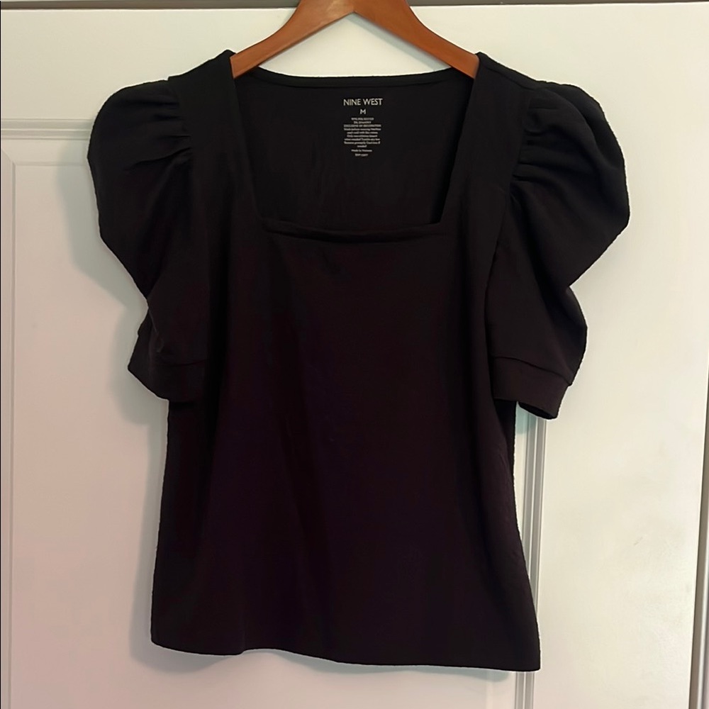 Nine West Black Puff Sleeve Top